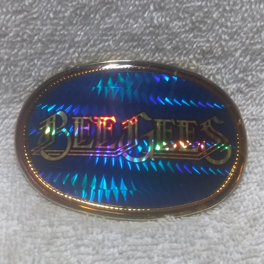 Bee Gees Belt Buckle Pacific 1977 Prizm Blue Gold Oval Mint Condition Rare Find